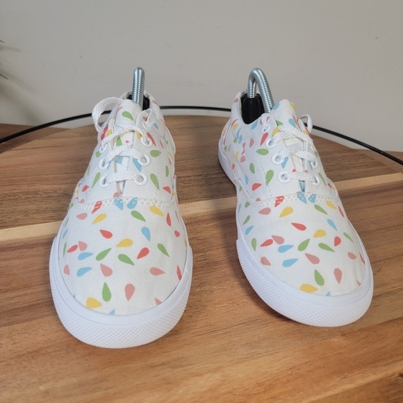 Bucketfeet Multi Color Rain Drop Print Canvas Sneakers Lace Up Size 6 - Picture 9 of 17